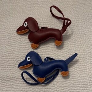 New Set of 2 Blue and Burgundy Dachshund Bag Charms